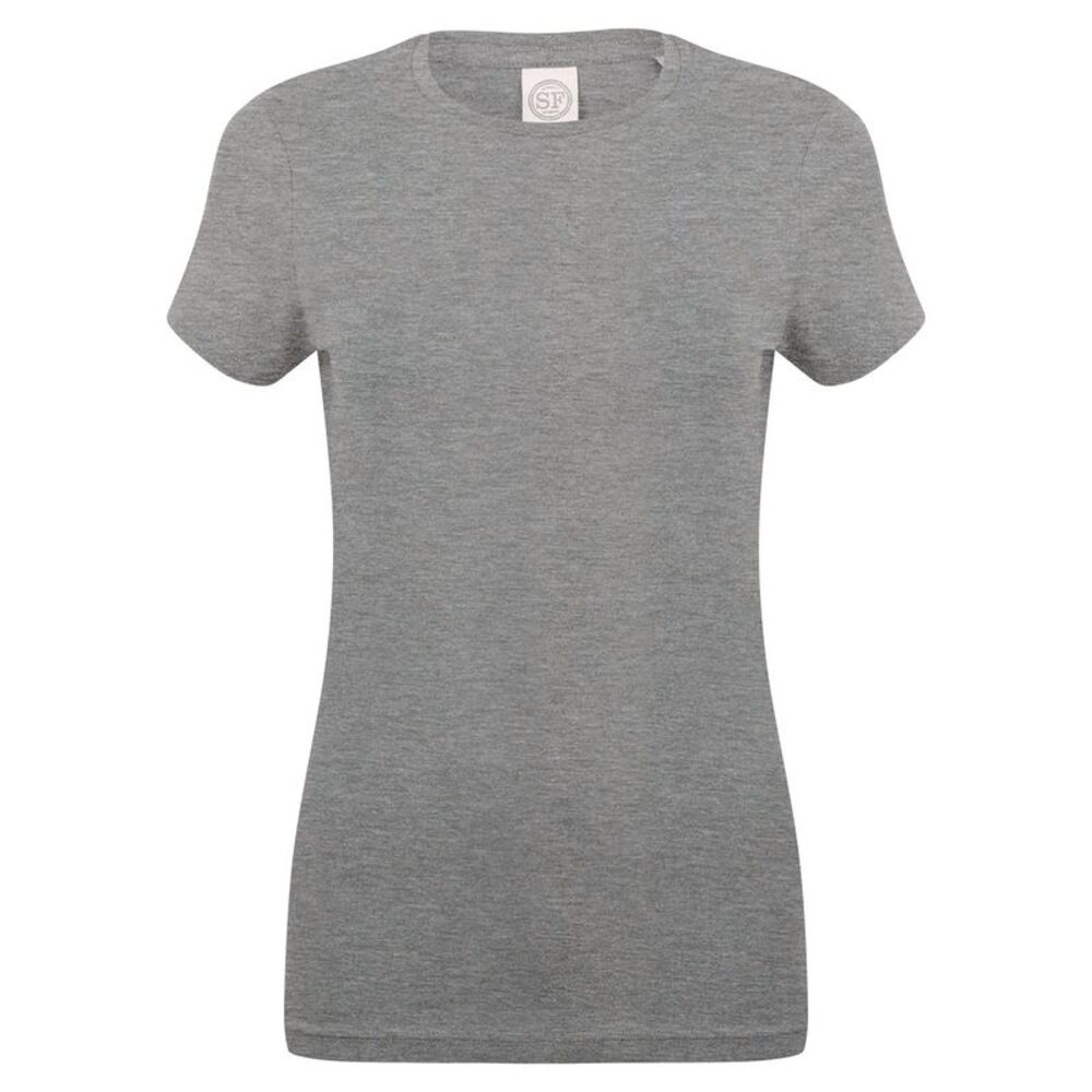 Skinni Fit Womens/Ladies Feel Good Stretch Short Sleeve T-Shirt / Heather Gray
